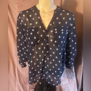 GAP Navy Geometric Blouse